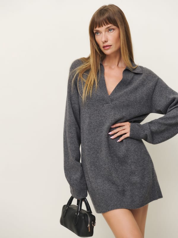 Maeve Cashmere Polo Dress - Thunder